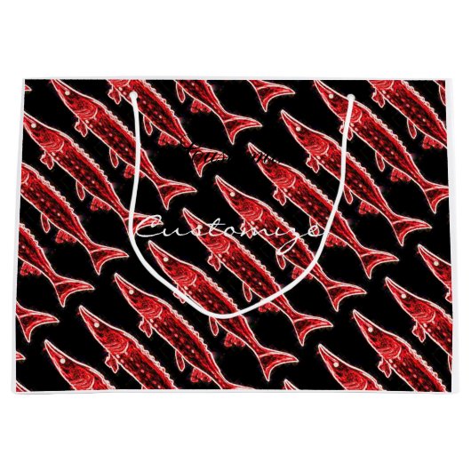 カスタマイズ泳ぐチョウザメ ラージペーパーバッグ (正面)