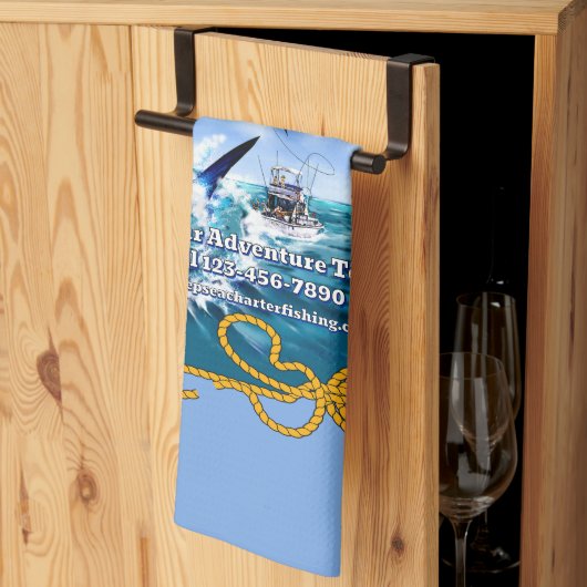 カスタマイズ海スポーツ魚釣りチャーターボートブシン キッチンタオル (三つ折り)