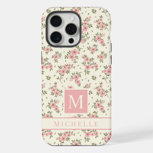 カスタマイズ淡い色の可能な黄色のフローラピンク色の花 iPhoneケース (裏面)