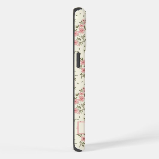 カスタマイズ淡い色の可能な黄色のフローラピンク色の花 iPhoneケース (右側面)