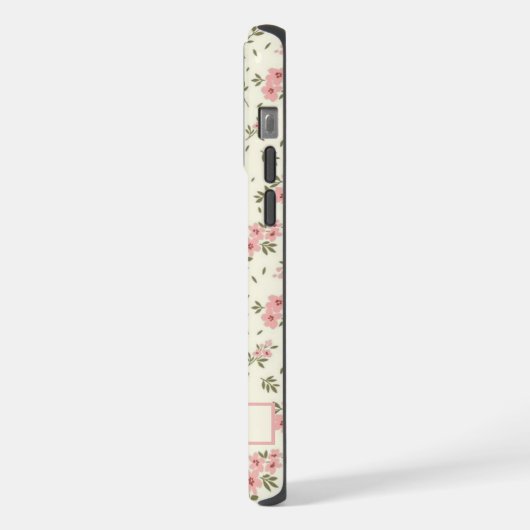 カスタマイズ淡い色の可能な黄色のフローラピンク色の花 iPhoneケース (左側面)