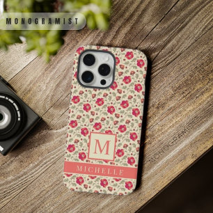 カスタマイズ淡い色の可能な黄色のフローラピンク赤い花 iPhone 15 PRO MAXケース