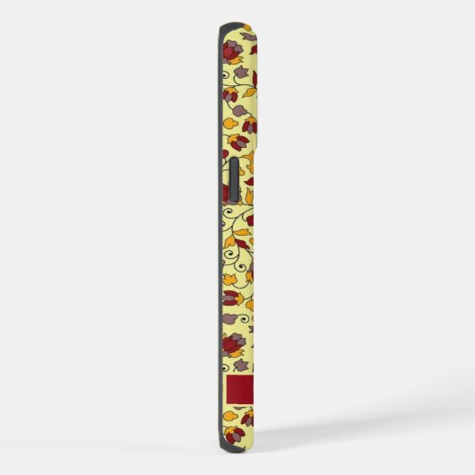 カスタマイズ淡い色の可能な黄色のフローラ赤い灰色の花 iPhoneケース (右側面)