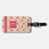 カスタマイズ淡い色の黄色フローラピンク赤い花 ラゲッジタグ (正面横)