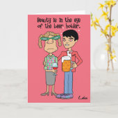 カスタマイズ漫画の挨拶状を飲むおもしろいビール カード (黄色い花)