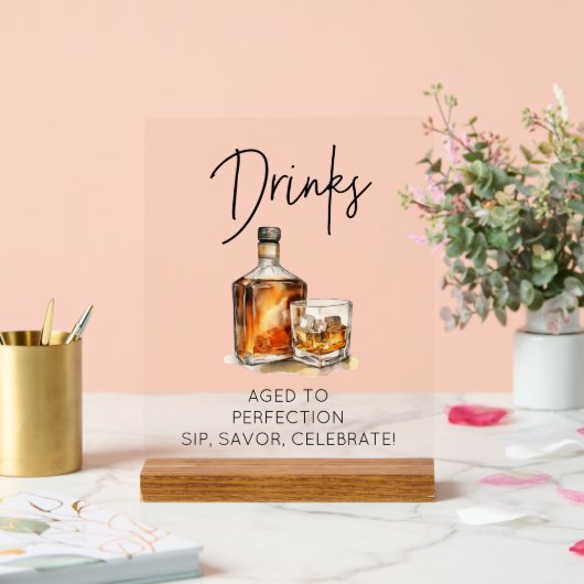 カスタマイズ澄ん可能なアクリルウイスキーバードリンクの看板 アクリルサイン (ウェディング)