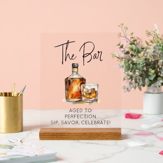 カスタマイズ澄ん可能なアクリルウイスキーバー標識 アクリルサイン (ウェディング)