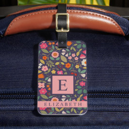 カスタマイズ濃い青数々の色のフローラ ラゲッジタグ