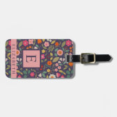 カスタマイズ濃い青数々の色のフローラ ラゲッジタグ (正面横)