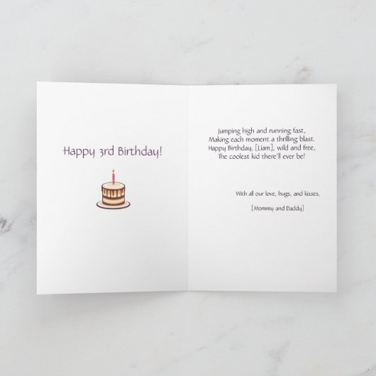 カスタマイズ火車かわいい息子誕生日詩カード 案内状 (内部)