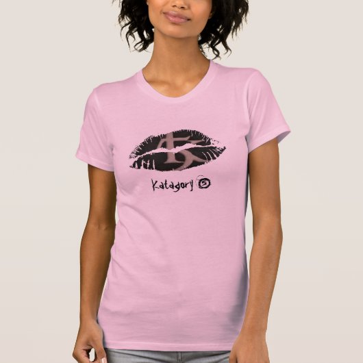 カスタマイズ熱い唇の女性オウムの帽子の袖- Tシャツ (正面)