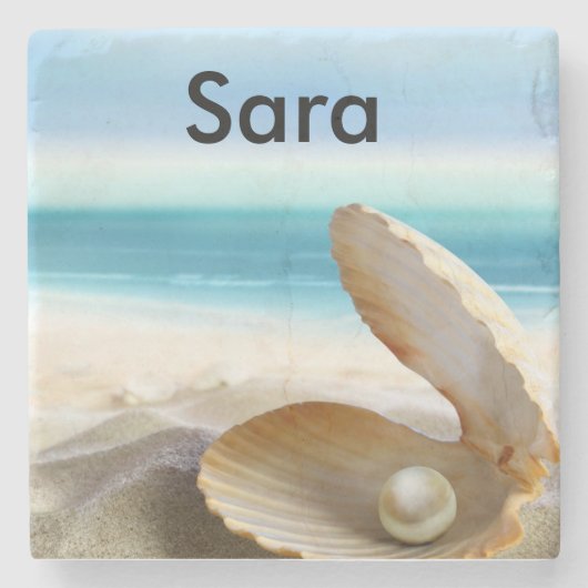 カスタマイズ熱帯ビーチのコースター ストーンコースター (正面)