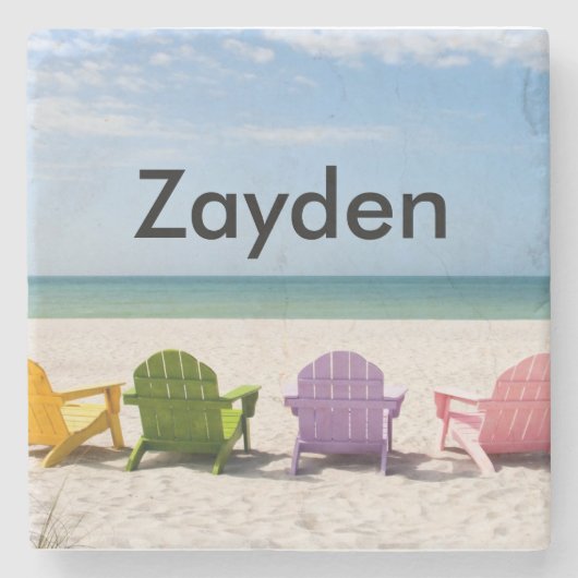 カスタマイズ熱帯ビーチのコースター ストーンコースター (正面)