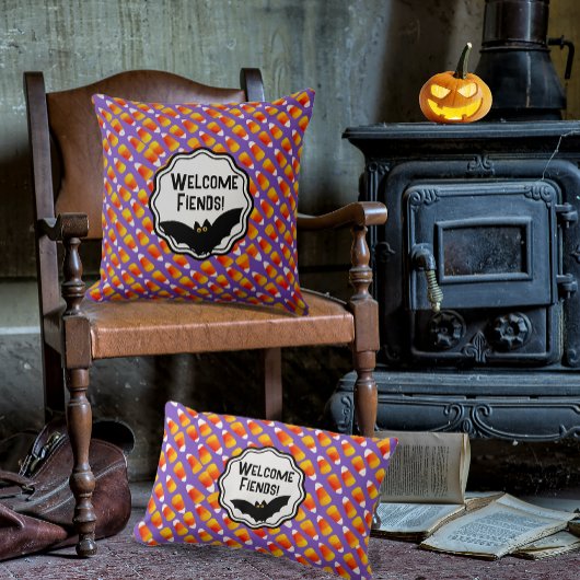 カスタマイズ熱狂するキャンディーコーンブラックこうもり クッション