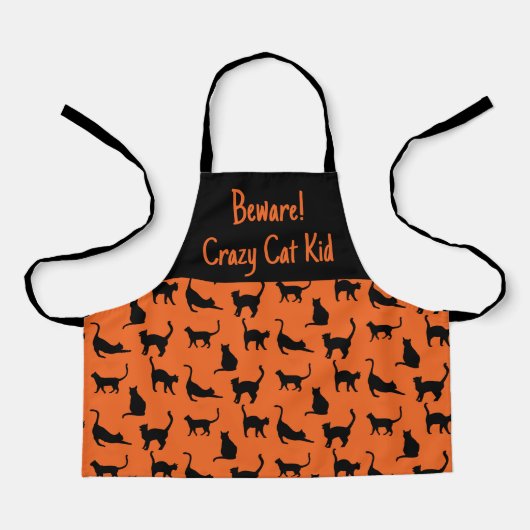 カスタマイズ熱狂する猫キッドのハロウィン エプロン (正面)