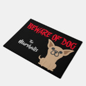 カスタマイズ犬のマットのChiweenieのチワワの用心して下さい ドアマット (アングル)