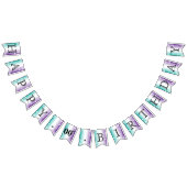 カスタマイズ独自のティール（緑がかった色）と紫 バンティングフラッグ (全)