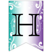 カスタマイズ独自のティール(緑がかった色)と紫 バンティングフラッグ (第1の旗)