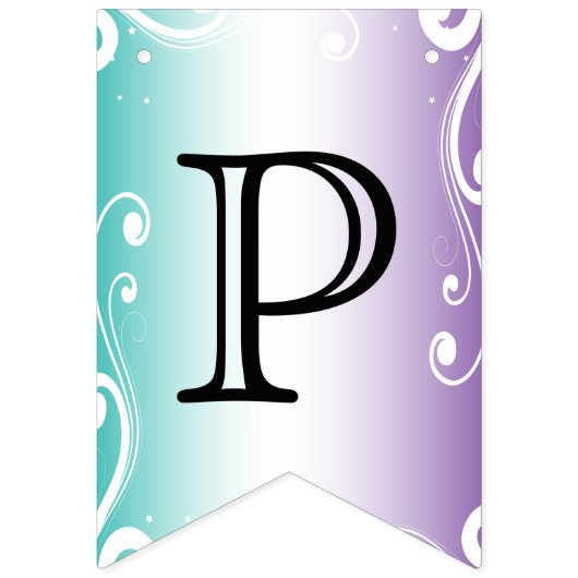 カスタマイズ独自のティール（緑がかった色）と紫 バンティングフラッグ (第3の旗)