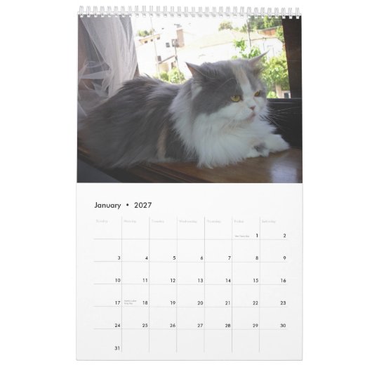 カスタマイズ猫が付いているカレンダー- カレンダー (1月 2027)