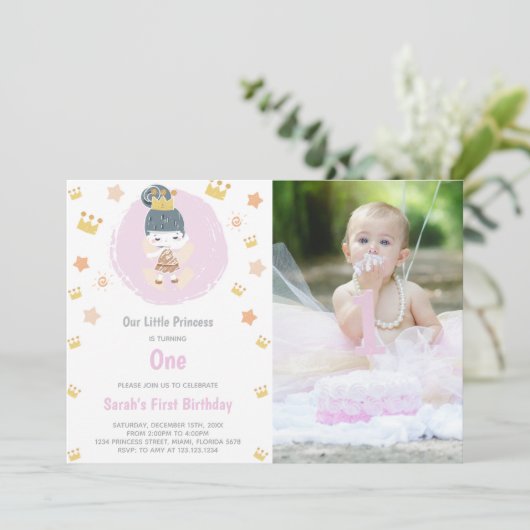 カスタマイズ王室の可能なプリンセスパーティの招待状 招待状 (スタンド正面)