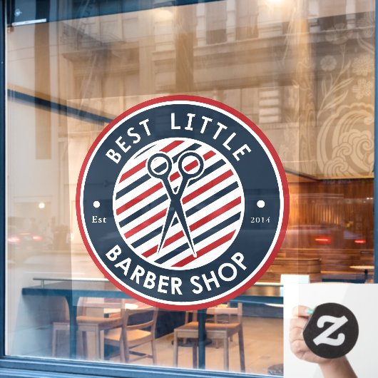 カスタマイズ理容師ショップはさみポールカラービジネス ウィンドウサイン (カフェ窓)