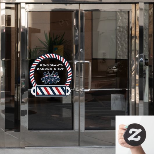 カスタマイズ理容師ショップポールカラーズフロント ウィンドウサイン (オフィスドア)