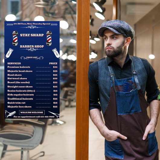 カスタマイズ理容師ショップ非常に詳細な価格表 ウィンドウサイン