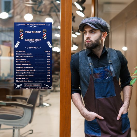 カスタマイズ理容師ショップ非常に詳細な価格表 ウィンドウサイン