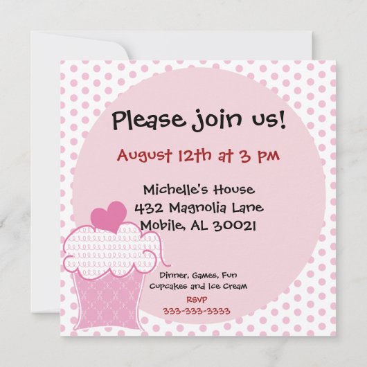 カスタマイズ甘いカップケーキの誕生日の招待 招待状 (裏面)