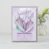 カスタマイズ甘ラベンダー誕生日スニーカー 招待状 (スタンド正面)