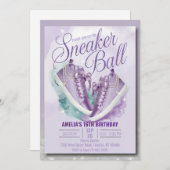 カスタマイズ甘ラベンダー誕生日スニーカー 招待状 (正面/裏面)