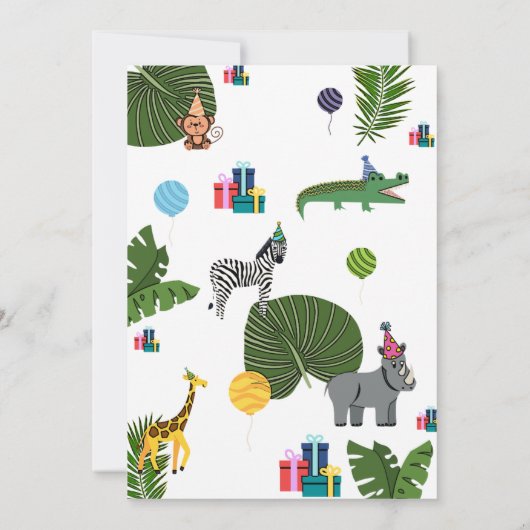 カスタマイズ生まれ可能なTWO BEワイルド誕生日 招待状 (裏面)