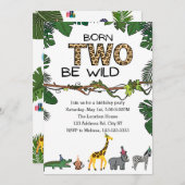 カスタマイズ生まれ可能なTWO BEワイルド誕生日 招待状 (正面/裏面)