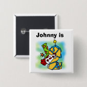 カスタマイズ男の子のピエロ誕生日ボタン 缶バッジ (正面&裏面)