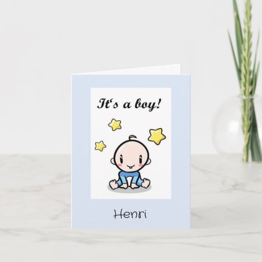 カスタマイズ男の赤ちゃんの願い、誕生、おめでとうございます カード (正面)