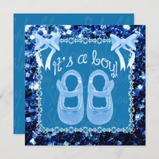 カスタマイズ男の赤ちゃんシャワーブルースパークル招待状 招待状 (正面/裏面)