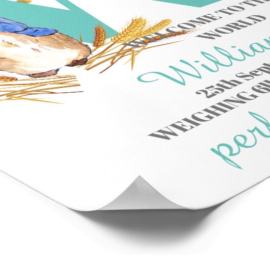 カスタマイズ男の赤ちゃん誕生ポスター ポスター (角)