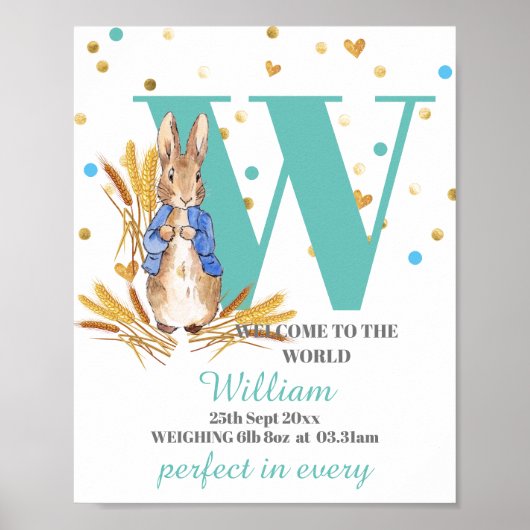 カスタマイズ男の赤ちゃん誕生ポスター ポスター (正面)