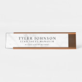 カスタマイズ白い大理石の背景幕 デスクネームプレート (正面)