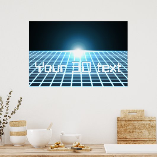 カスタマイズ白熱［赤熱］光を放つ可能な文字を備えた3D – グリッド ポスター (キッチン)