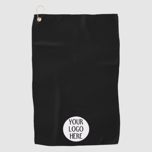 カスタマイズ白黒会社のロゴ ゴルフタオル (正面)
