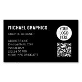 カスタマイズ白黒会社のロゴQRコード マグネット名刺 (正面)