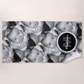 カスタマイズ白黒写真パターンMonogram ビーチタオル (正面)