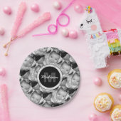 カスタマイズ白黒写真パターンMonogram ペーパープレート (パーティー)