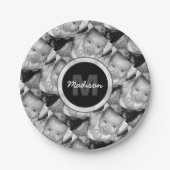 カスタマイズ白黒写真パターンMonogram ペーパープレート (正面)