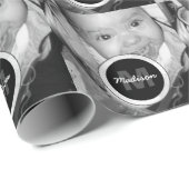 カスタマイズ白黒写真パターンMonogram ラッピングペーパー (ロールコーナー)