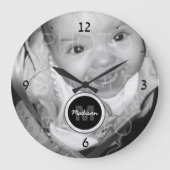 カスタマイズ白黒写真モノグラム ラージ壁時計 (正面)