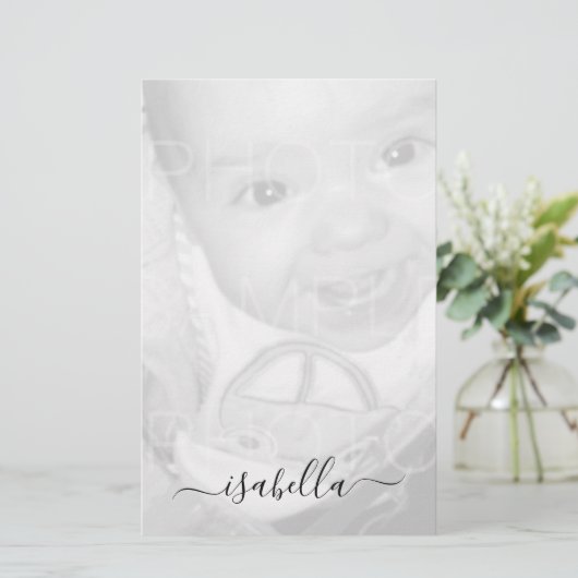 カスタマイズ白黒名 便箋 (スタンド正面)