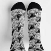 カスタマイズ白黒2枚カスタム写真モノグラム ソックス (上部)